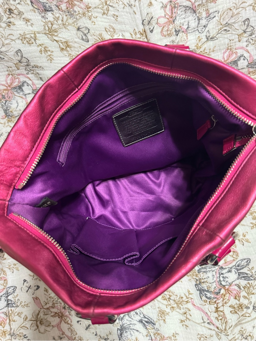 Coach Pink Metallic Leather Purse - Picture 2 of 3